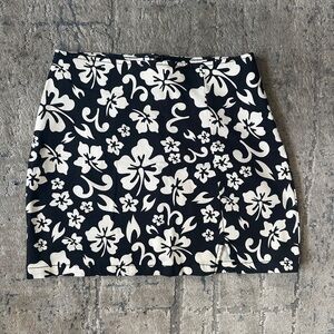 Floral Black and White Women's Skirt